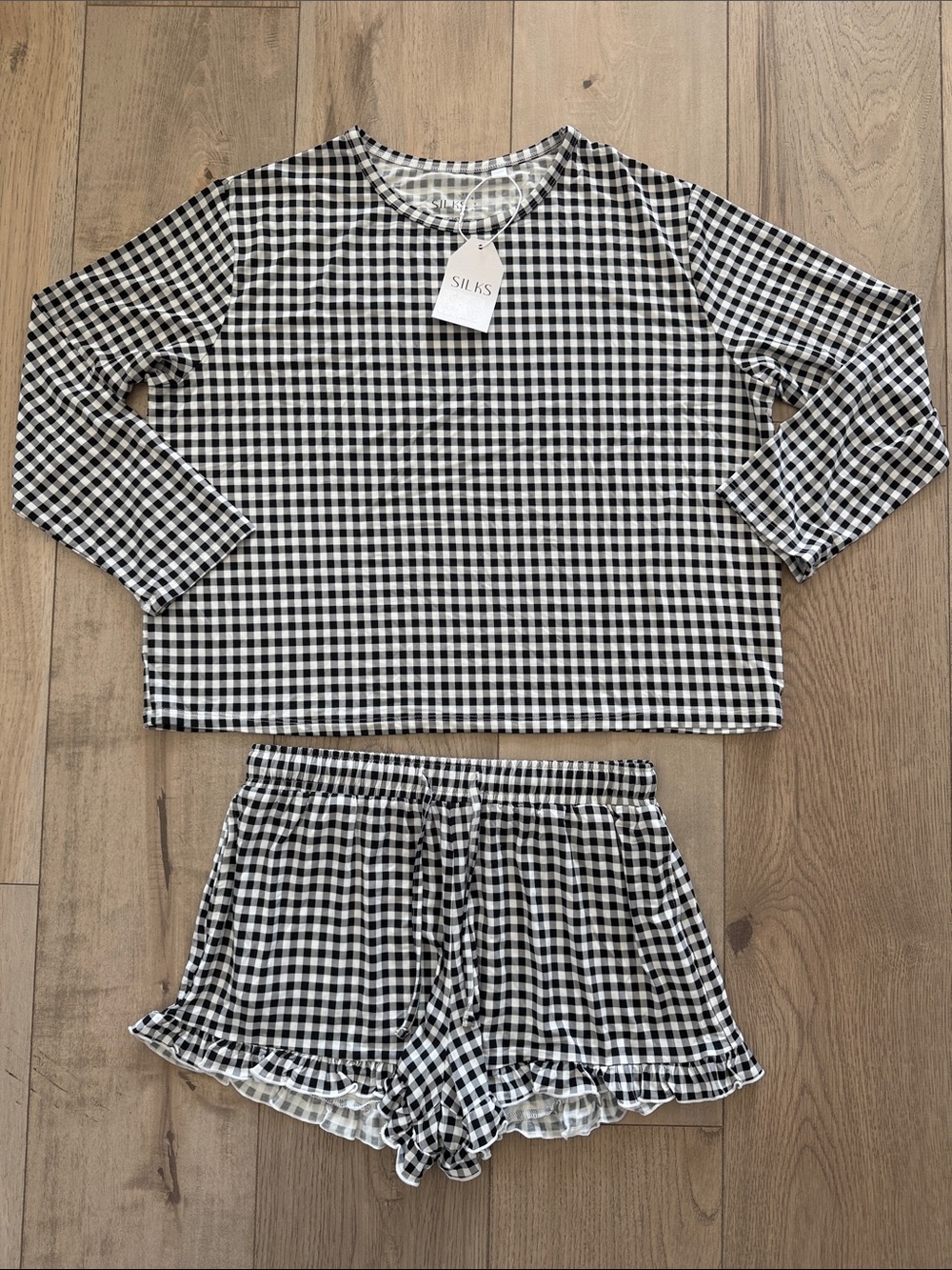 Black & White Gingham girls Pajama Set